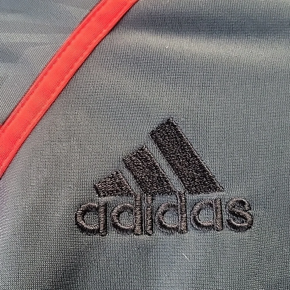 adidas Mens Dark Gray with Red Accents Windbreaker, Size: M
